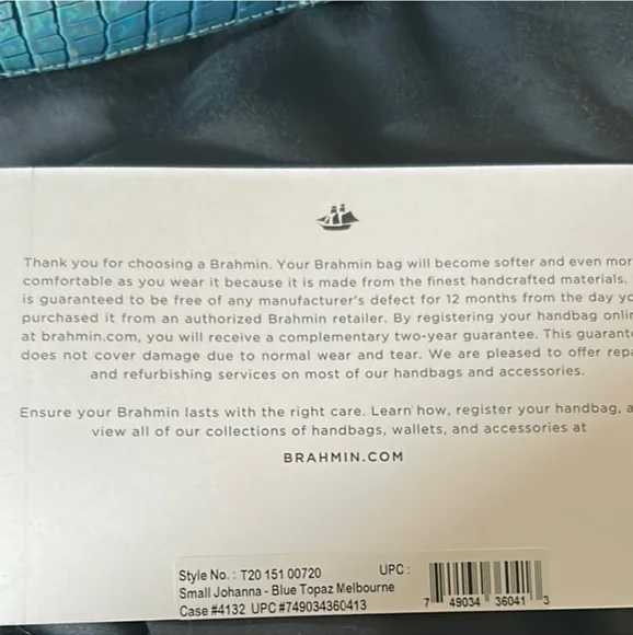 Brahmin Small Johanna Blue Topaz Melbourne Crossbody - Picture 4 of 7